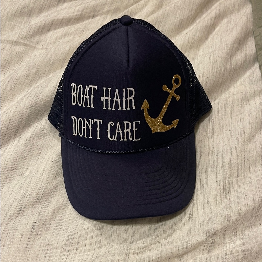 Navy Trucker Hat Mother Truck Hat with Gold Anchor